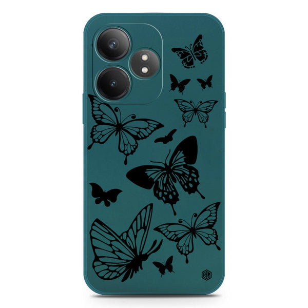 Cute Butterfly Design Soft Phone Case - Silica Gel Case - Darkgreen - Realme GT Neo 6 SE