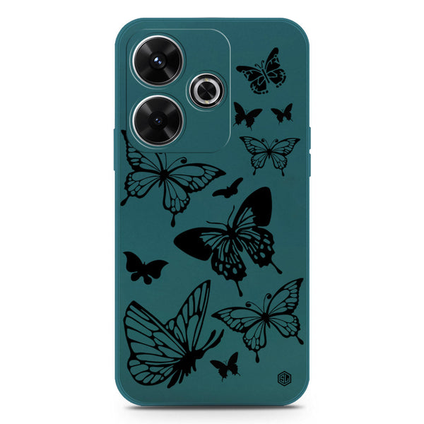 Cute Butterfly Design Soft Phone Case - Silica Gel Case - Darkgreen - Xiaomi Redmi Note 13R