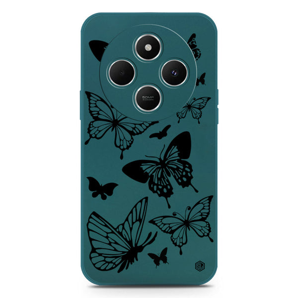 Cute Butterfly Design Soft Phone Case - Silica Gel Case - Darkgreen - Xiaomi Redmi 14C