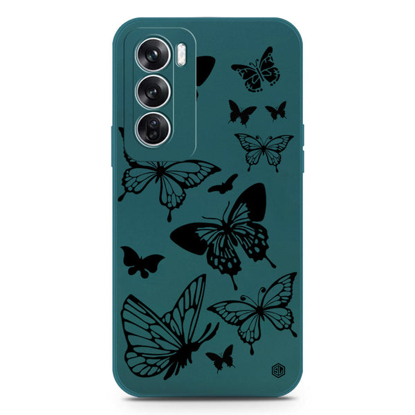 Cute Butterfly Design Soft Phone Case - Silica Gel Case - Darkgreen - Oppo Reno 12