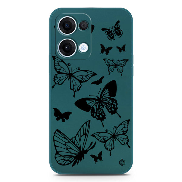 Cute Butterfly Design Soft Phone Case - Silica Gel Case - Darkgreen - Oppo Reno 13