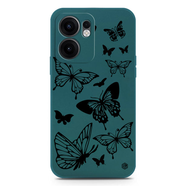 Cute Butterfly Design Soft Phone Case - Silica Gel Case - Darkgreen - Oppo Reno 13F 4G