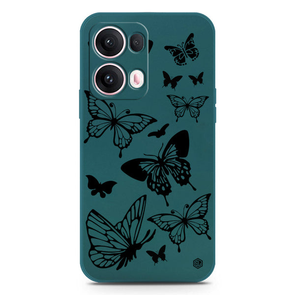 Cute Butterfly Design Soft Phone Case - Silica Gel Case - Darkgreen - Oppo Reno 13 Pro