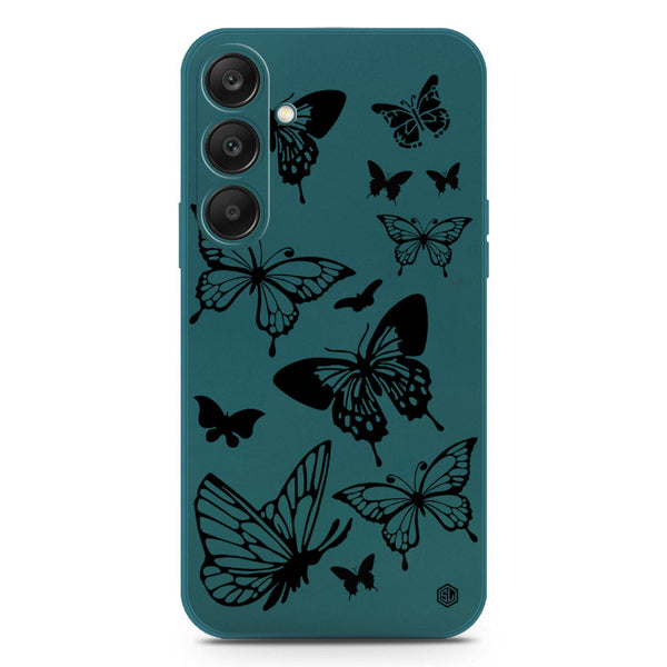 Cute Butterfly Design Soft Phone Case - Silica Gel Case - Darkgreen - Samsung Galaxy S25