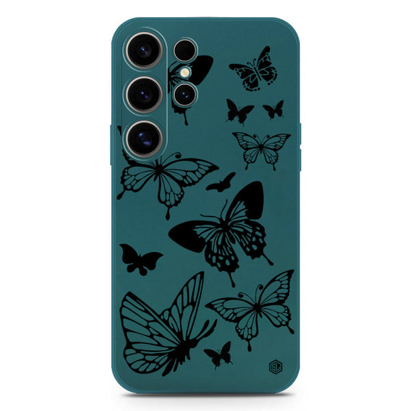Cute Butterfly Design Soft Phone Case - Silica Gel Case - Darkgreen - Samsung Galaxy S25 Ultra