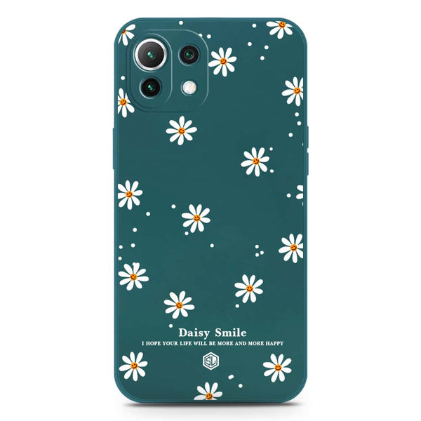 Daisy Smile Design Soft Phone Case - Silica Gel Case - Darkgreen - Xiaomi Mi 11 Lite