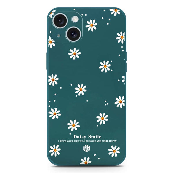 Daisy Smile Design Soft Phone Case - Silica Gel Case - Darkgreen - iPhone 15