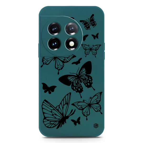 Cute Butterfly Design Soft Phone Case - Silica Gel Case - Darkgreen - OnePlus 11