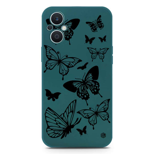 Cute Butterfly Design Soft Phone Case - Silica Gel Case - Darkgreen - Oppo Reno 7 Lite