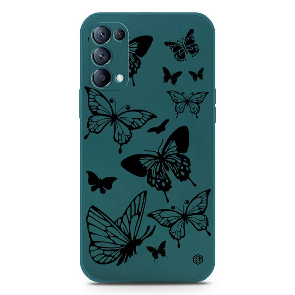 Cute Butterfly Design Soft Phone Case - Silica Gel Case - Darkgreen - Oppo Reno 5 4G