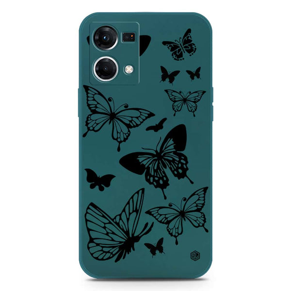 Cute Butterfly Design Soft Phone Case - Silica Gel Case - Darkgreen - Oppo F21 Pro 4G