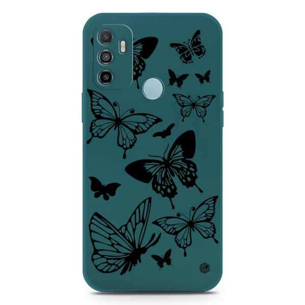 Cute Butterfly Design Soft Phone Case - Silica Gel Case - Darkgreen - Oppo A53s