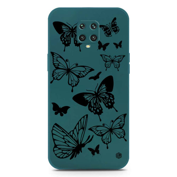 Cute Butterfly Design Soft Phone Case - Silica Gel Case - Darkgreen - Xiaomi Redmi Note 9S