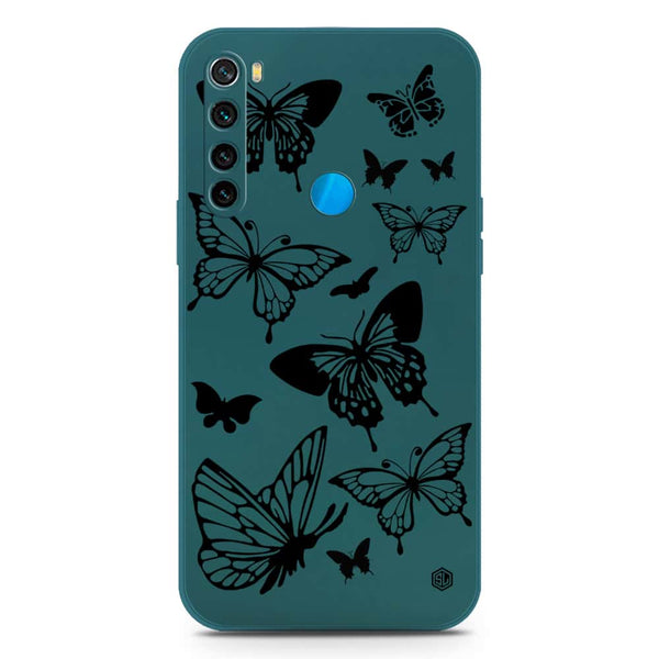 Cute Butterfly Design Soft Phone Case - Silica Gel Case - Darkgreen - Xiaomi Redmi Note 8