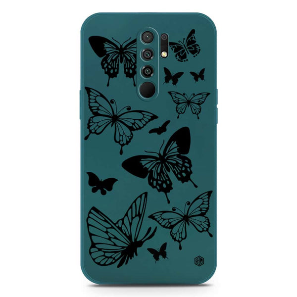 Cute Butterfly Design Soft Phone Case - Silica Gel Case - Darkgreen - Xiaomi Redmi 9 Prime