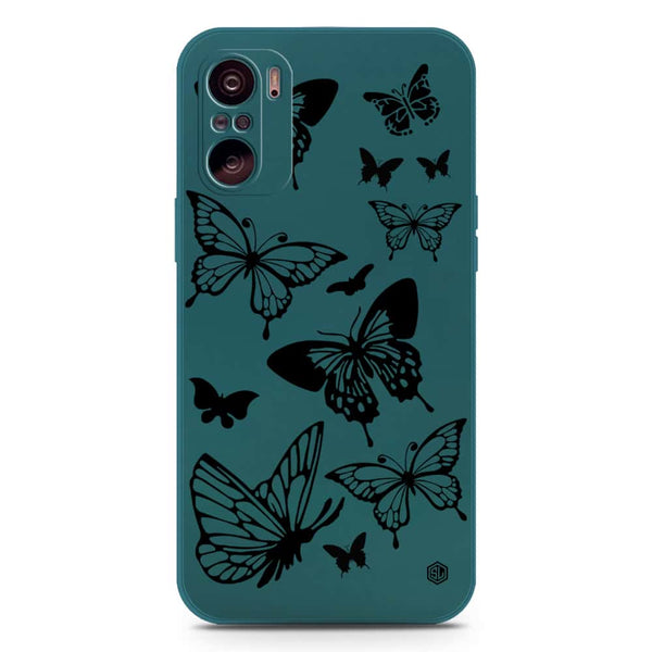 Cute Butterfly Design Soft Phone Case - Silica Gel Case - Darkgreen - Xiaomi Poco F3