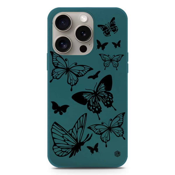 Cute Butterfly Design Soft Phone Case - Silica Gel Case - Darkgreen - iPhone 16 Pro Max