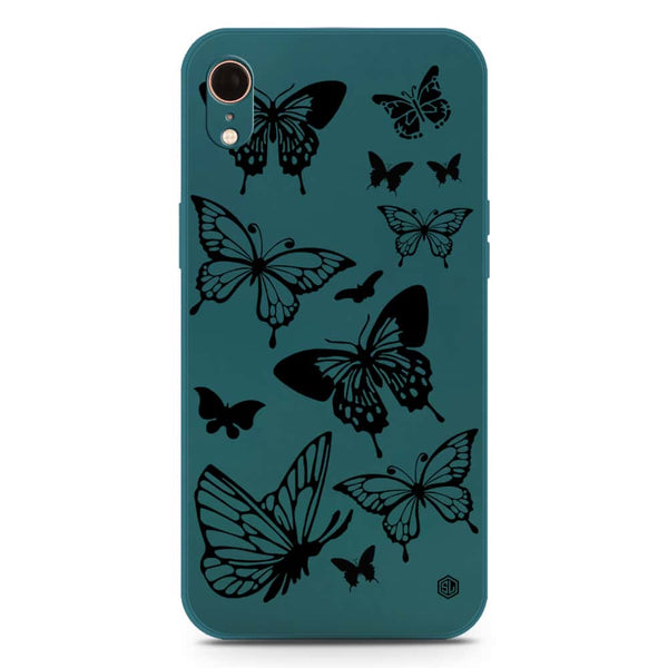 Cute Butterfly Design Soft Phone Case - Silica Gel Case - Darkgreen - iPhone XR