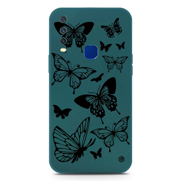 Cute Butterfly Design Soft Phone Case - Silica Gel Case - Darkgreen - Vivo Y17