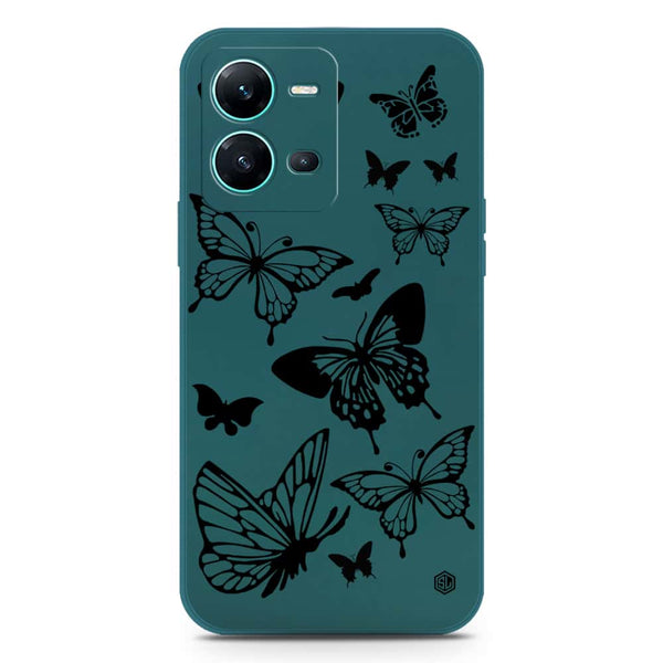 Cute Butterfly Design Soft Phone Case - Silica Gel Case - Darkgreen - Vivo V25e