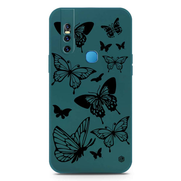 Cute Butterfly Design Soft Phone Case - Silica Gel Case - Darkgreen - Vivo V15