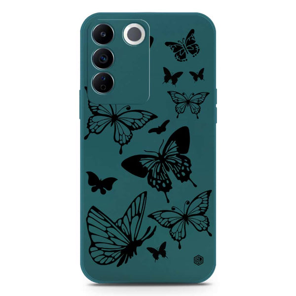Cute Butterfly Design Soft Phone Case - Silica Gel Case - Darkgreen - Vivo S16e