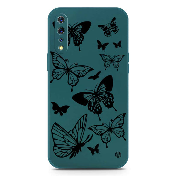 Cute Butterfly Design Soft Phone Case - Silica Gel Case - Darkgreen - Vivo S1