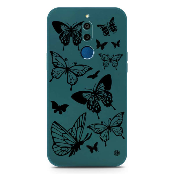 Cute Butterfly Design Soft Phone Case - Silica Gel Case - Darkgreen - Huawei Mate 10 Lite