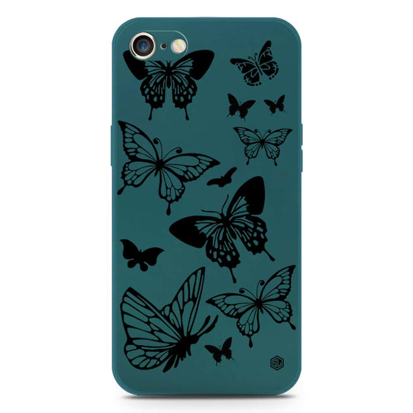 Cute Butterfly Design Soft Phone Case - Silica Gel Case - Darkgreen - iPhone 8 / 7