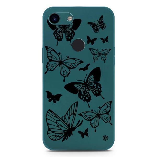 Cute Butterfly Design Soft Phone Case - Silica Gel Case - Darkgreen - Google Pixel 3a XL