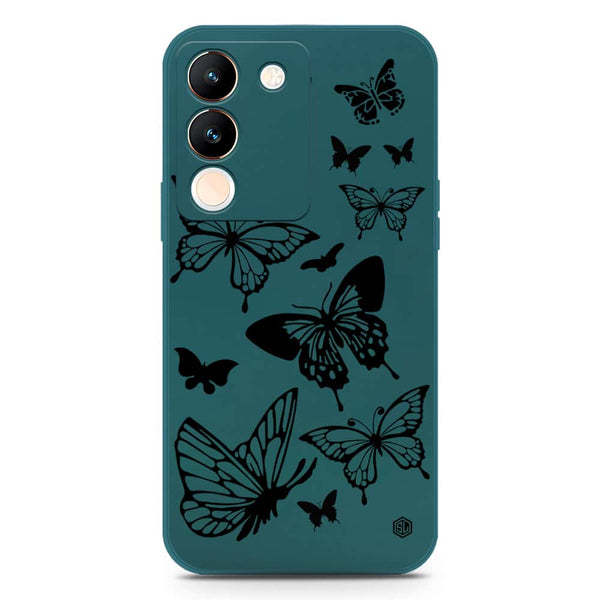 Cute Butterfly Design Soft Phone Case - Silica Gel Case - Darkgreen - Vivo V29e