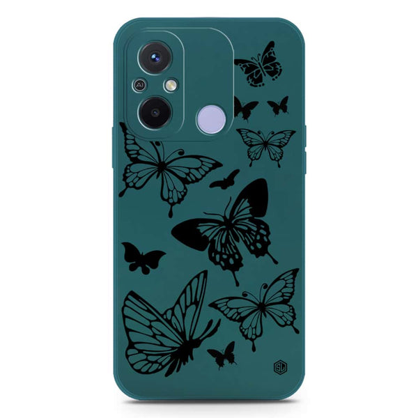 Cute Butterfly Design Soft Phone Case - Silica Gel Case - Darkgreen - Xiaomi Redmi 12C
