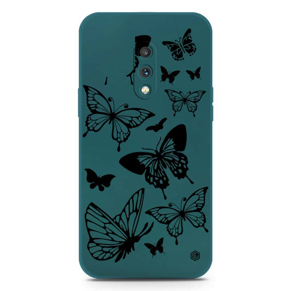 Cute Butterfly Design Soft Phone Case - Silica Gel Case - Darkgreen - OnePlus 7
