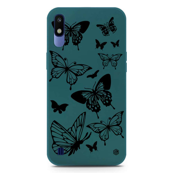 Cute Butterfly Design Soft Phone Case - Silica Gel Case - Darkgreen - Samsung Galaxy A10
