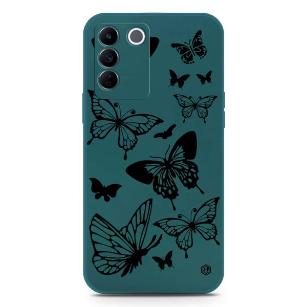 Cute Butterfly Design Soft Phone Case - Silica Gel Case - Darkgreen - Vivo V27e