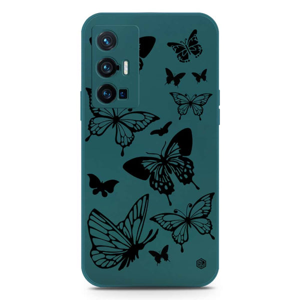 Cute Butterfly Design Soft Phone Case - Silica Gel Case - Darkgreen - Vivo X70 Pro