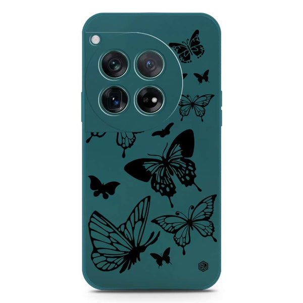 Cute Butterfly Design Soft Phone Case - Silica Gel Case - Darkgreen - OnePlus 12
