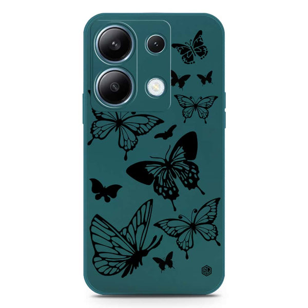 Cute Butterfly Design Soft Phone Case - Silica Gel Case - Darkgreen - Xiaomi Redmi Note 13 Pro 4G