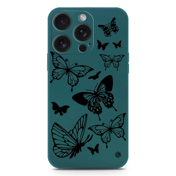 Cute Butterfly Design Soft Phone Case - Silica Gel Case - Darkgreen - iPhone 15 Plus
