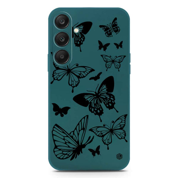Cute Butterfly Design Soft Phone Case - Silica Gel Case - Darkgreen - Samsung Galaxy S24