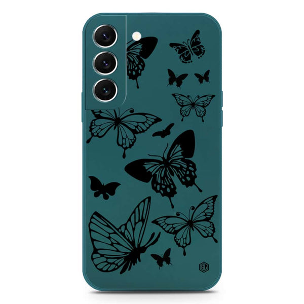 Cute Butterfly Design Soft Phone Case - Silica Gel Case - Darkgreen - Samsung Galaxy S22 5G