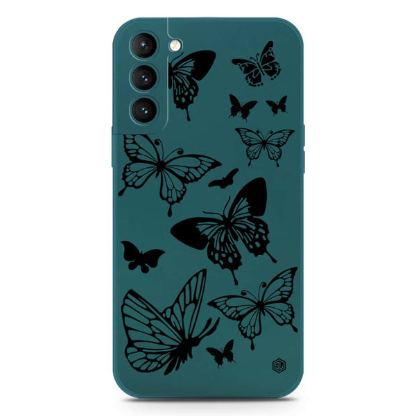 Cute Butterfly Design Soft Phone Case - Silica Gel Case - Darkgreen - Samsung Galaxy S21 5G