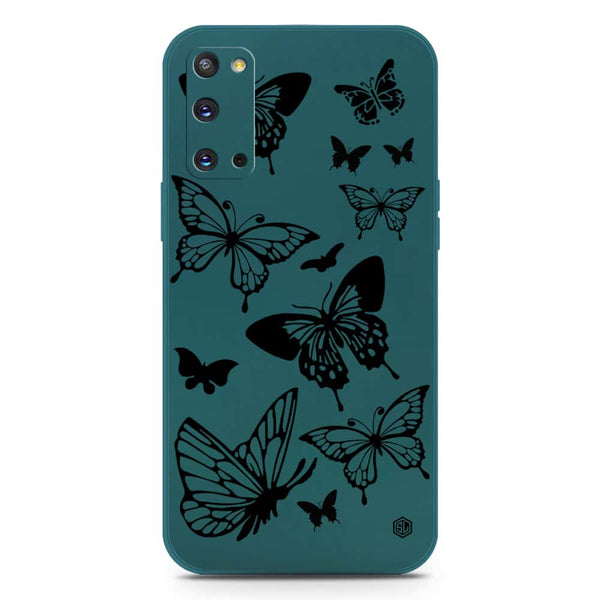 Cute Butterfly Design Soft Phone Case - Silica Gel Case - Darkgreen - Samsung Galaxy S20