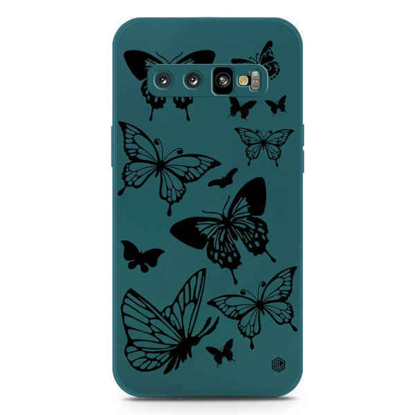 Cute Butterfly Design Soft Phone Case - Silica Gel Case - Darkgreen - Samsung Galaxy S10 Plus