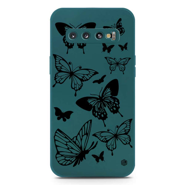 Cute Butterfly Design Soft Phone Case - Silica Gel Case - Darkgreen - Samsung Galaxy S10