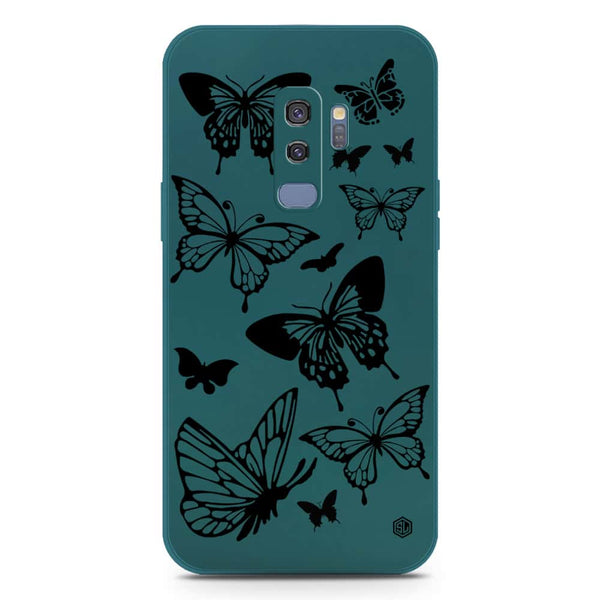 Cute Butterfly Design Soft Phone Case - Silica Gel Case - Darkgreen - Samsung Galaxy S9 Plus