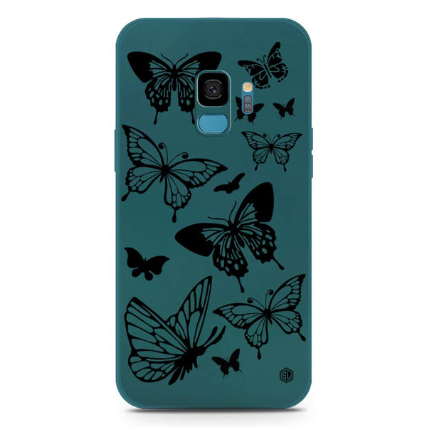 Cute Butterfly Design Soft Phone Case - Silica Gel Case - Darkgreen - Samsung Galaxy S9