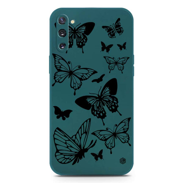 Cute Butterfly Design Soft Phone Case - Silica Gel Case - Darkgreen - Samsung Galaxy Note 10