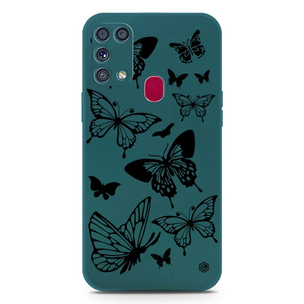 Cute Butterfly Design Soft Phone Case - Silica Gel Case - Darkgreen - Samsung Galaxy M31