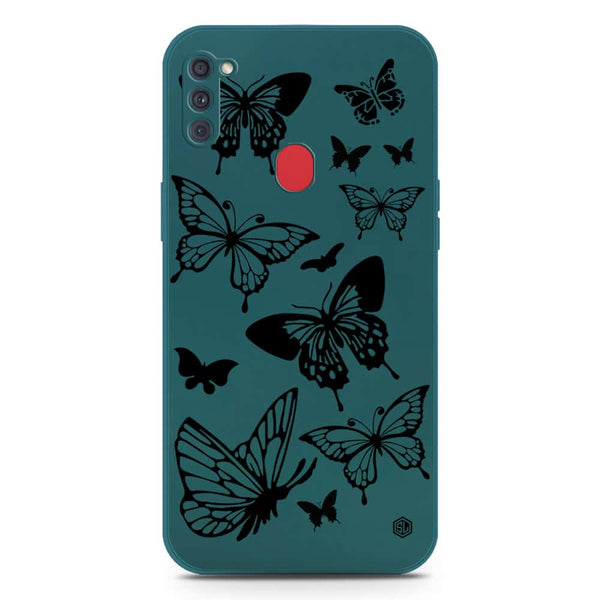 Cute Butterfly Design Soft Phone Case - Silica Gel Case - Darkgreen - Samsung Galaxy M11